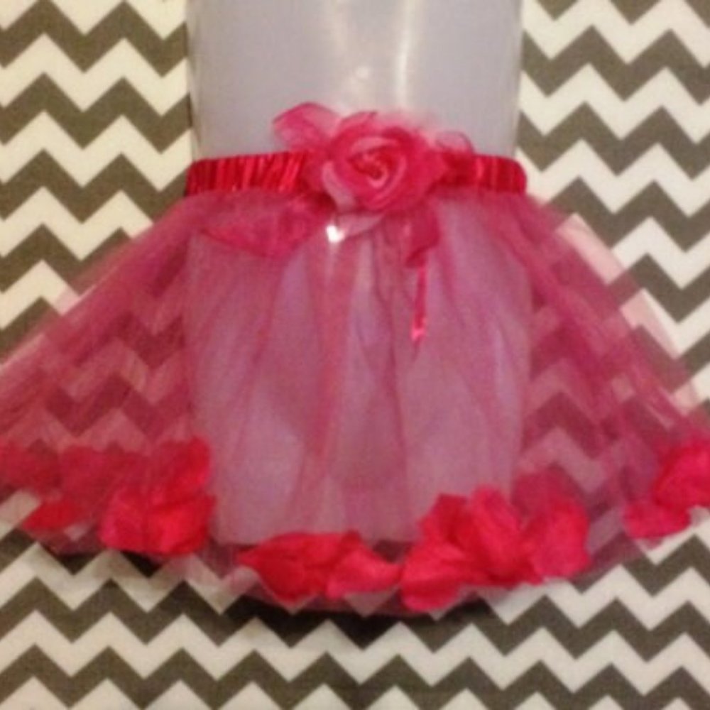 NEW IN PACKAGE *Hot Pink Ballet Tutu with Rose Petals in Skirt and Rose on Waist